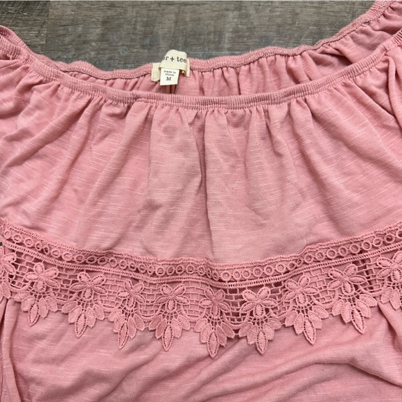 Women’s Pink / Mauve / Blush / Rose Peasant Off The Shoulder Top - Size Medium - Picture 7 of 15